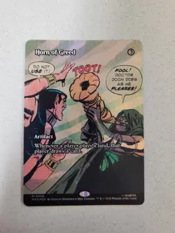 MtG Marvel Super Heroes Borderless Foil Horn Of Greed - Image 1