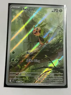 Chespin 087/086 Me04: Chaos Rising Holo Illustrated Rare Pokemon IR - Image 1