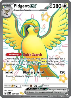Pidgeot ex Shiny Ultra Rare Holofoil NM [SV: Paldean Fates - 221/091] - Image 1