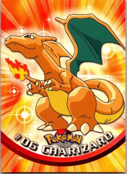 1999 Topps Pokemon TV Animation Edition Series 1 #6 Charizard Black Topps Logo - Image 1
