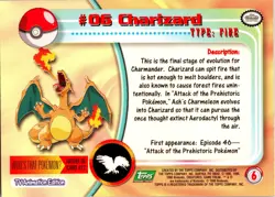 1999 Topps Pokemon TV Animation Edition Series 1 #6 Charizard Black Topps Logo - Image 2