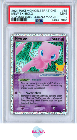 MEW EX POKEMON 88 2021 CELEBRATIONS POWER KEEPERS HOLO ENGLISH PSA 9 - Image 1