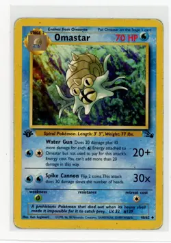 Pokemon 1st Edition Fossil #40/62 Omastar F3 - Image 1
