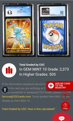 POKEMON CGC 10 - MEW SECRET RARE HOLO 025/025 CELEBRATIONS 2021 ENGLISH - Image 3