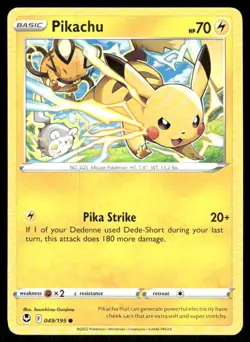 Pikachu 049/195 Common Silver Tempest Pokemon Near Mint - Image 1