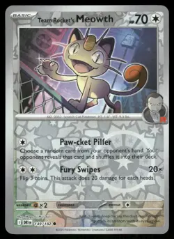 Team Rocket's Meowth 149/182 Common Destined Rivals Pokemon Reverse Holo NM - Image 1