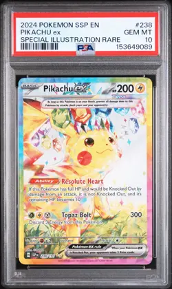 2024 POKEMON SSP EN-SURGING SPARKS SPECIAL ILLUSTRATION RARE PIKACHU EX PSA 10 - Image 1