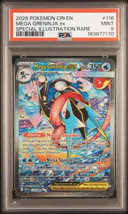 2026 POKEMON CHAOS RISING SPECIAL ILLUSTRATION RARE #116 MEGA GRENINJA EX PSA 9 - Image 1