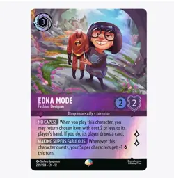 Disney Lorcana Wilds Unknown Edna Mode Fashion Designer 209/204 Holofoil NM Card - Image 1