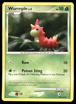 Wurmple 103/127 Platinum Regular Non Holo 2009 Pokemon Card Light Played LP - Image 1