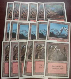 18 MOUNTAIN mtg 6 EACH Art PLAYED Unlimited Edition Basic Land Vintage Red Mana - Image 1