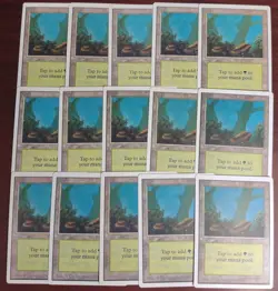 15 FOREST (Rock) mtg LP-MP Unlimited Edition Basic Land Vintage Green Mana - Image 1