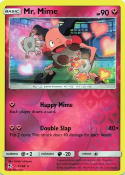 Pokemon TCG Mr. Mime #43/68 Reverse Holo Hidden Fates NM - Image 1