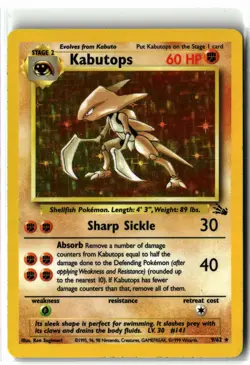 1999 Kabutops ⭐ 9/62 Unlimited Holo Rare WOTC Vintage Fossil Pokemon MP Crease - Image 1