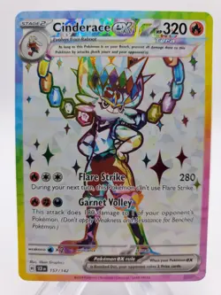 Pokemon TCG Card Cinderace ex 157/142 Stellar Crown Ultra Rare Tera Holo - NM - Image 1
