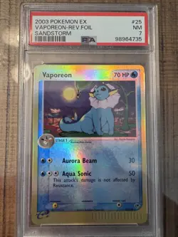 2003 Pokemon EX #25 Vaporeon Reverse Holo #25/100 Sandstorm PSA 7 - Image 1