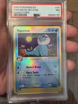 2003 Pokemon EX #25 Vaporeon Reverse Holo #25/100 Sandstorm PSA 7 - Image 2