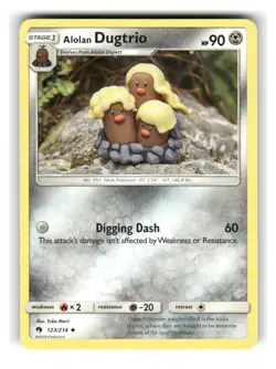 Alolan Dugtrio 123/214 Uncommon Lost Thunder Pokemon Lightly Played - Image 1