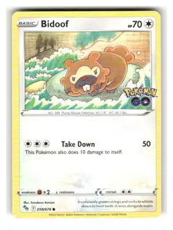 Bidoof 059/078 Common Pokemon GO Pokemon Near Mint - Image 1
