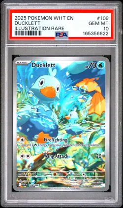 2025 POKEMON WHT EN-WHITE FLARE ILLUSTRATION RARE #109 DUCKLETT PSA 10 - Image 1