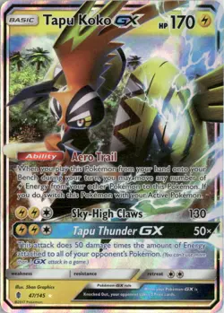 Tapu Koko GX 47/145 Holo Ultra Rare Guardians Rising Pokemon Near Mint - Image 1