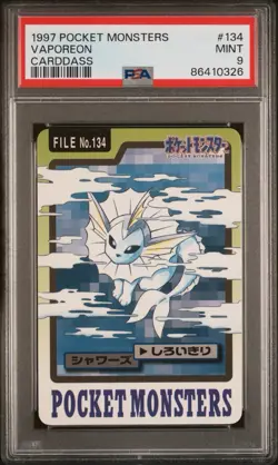 1997 Pocket Monsters Vaporeon #134 Bandai Carddass Vending PSA 9 MINT - Image 1