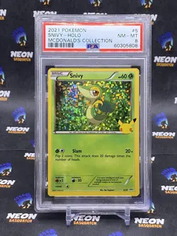 2021 Pokemon McDonald’s 25th Annversary Collection Snivy Holo #5 PSA 8 NM-MT - Image 1