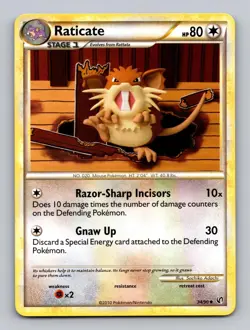 Raticate 34/90 Uncommon HGSS Undaunted Pokemon Lightly Played - Image 1