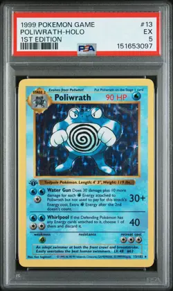 1999 POKEMON BASE SET 1ST EDITION #13 POLIWRATH-HOLO PSA 5 - Image 1
