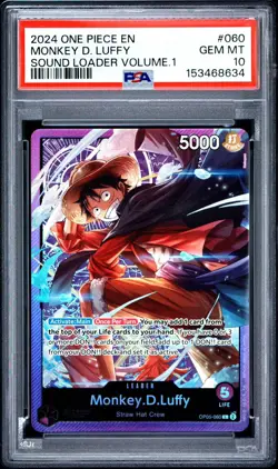 2024 ONE PIECE PROMOS SOUND LOADER VOLUME.1 #060 MONKEY D. LUFFY PSA 10 - Image 1