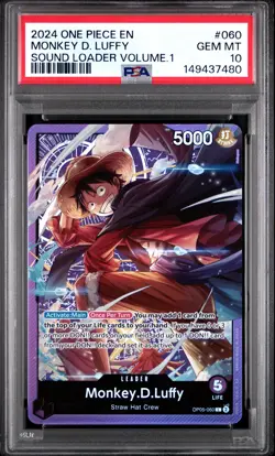 2024 ONE PIECE PROMOS SOUND LOADER VOLUME.1 #060 MONKEY D. LUFFY PSA 10 - Image 1