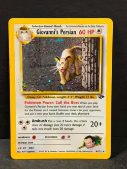 Pokemon GIOVANNI'S PERSIAN 8/132 HOLO RARE Stage 1 Playing Card TCG ** L@@K * - Image 1