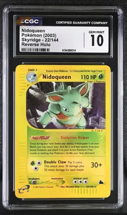 Pokemon Nidoqueen Skyridge 2003 Reverse Holo 22/144 CGC 10 Gem Mint - Image 1