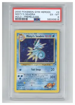 2000 Pokemon Gym Heroes 9 Misty's Seadra Holo-Prerelease PSA 6 - Image 1