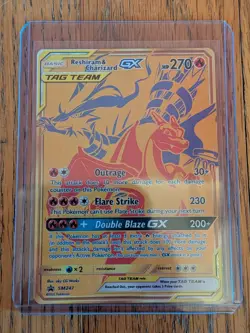 Pokemon Reshiram & Charizard GX Tag Team Gold SM247 Black Star Promo NOT JUMBO - Image 1
