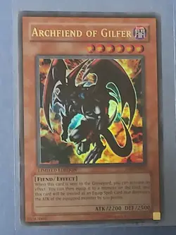 YUGIOH ARCHFIEND OF GILFER JMP-EN003 ULTRA LIMITED ED NM - Image 1