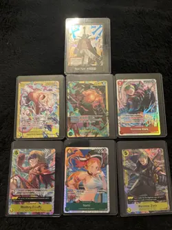 Bandai One Piece Card Game Egghead 7-Card Lot Luffy Zoro Nami Mihawk Foil - Image 1
