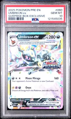 2025 Pokemon Prismatic Evolutions Umbreon EX Surprise Box Exclusive #060 PSA 10 - Image 1