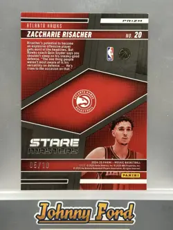 Zaccharie Risacher 2024-25 Panini Mosaic Stare Masters Gold #05/10 Hawks #20 - Image 2