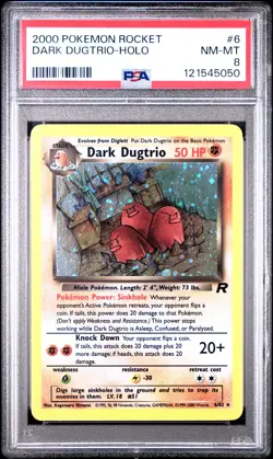 2000 Pokemon Team Rocket Dark Dugtrio Holo #6 PSA 8 - Image 1