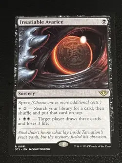 MTG Outlaws of Thunder Junction Insatiable Avarice 0091 Rare - Image 1