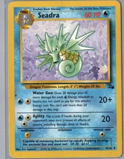Seadra 42/62 Uncommon Fossil Pokemon Unlimited Heavily Played - Image 1
