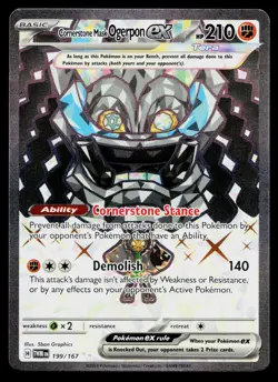 CORNERSTONE MASK OGERPON EX 199/167 TWILIGHT MASQUERADE POKEMON HOLO NM - Image 1