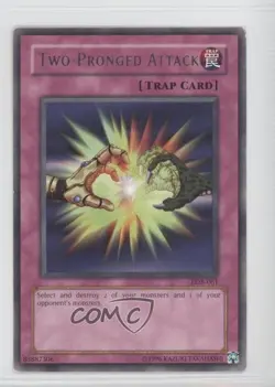 Two-Pronged Attack YuGiOh Legend of Blue Eyes White Dragon #LOB-061 2002 READ - Image 1