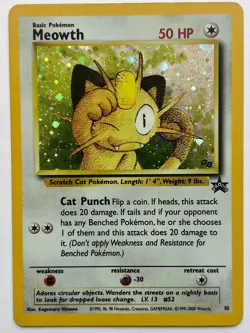 Meowth 10 Holo WOTC Game Boy Stamped Promo 2000 Vintage Pokemon TCG LP/NM - Image 1