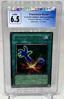 2002 YUGIOH 1ST ED PSV-037 PREMATURE BURIAL ULTRA RARE CGC 6.5 EX/NM+ - Image 1