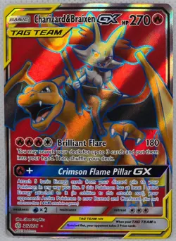 Charizard & Braixen GX 212/236 Ultra Rare Cosmic Eclipse Pokemon Holo NM - Image 1