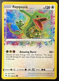 Pokemon TCG Rayquaza Amazing Rare 138/185 Vivid Voltage Holo English MINT - Image 1