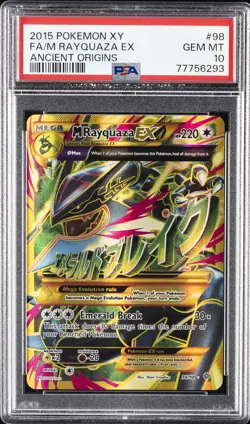 2015 POKEMON XY ANCIENT ORIGINS #98 FULL ART/M RAYQUAZA EX PSA 10 - Image 1