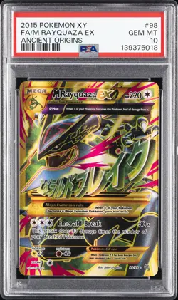 2015 POKEMON XY ANCIENT ORIGINS #98 FULL ART/M RAYQUAZA EX PSA 10 - Image 1